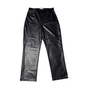 Abercrombie Curve Love 90s Straight Ultra High Rise Leather Pants Black 32 14R